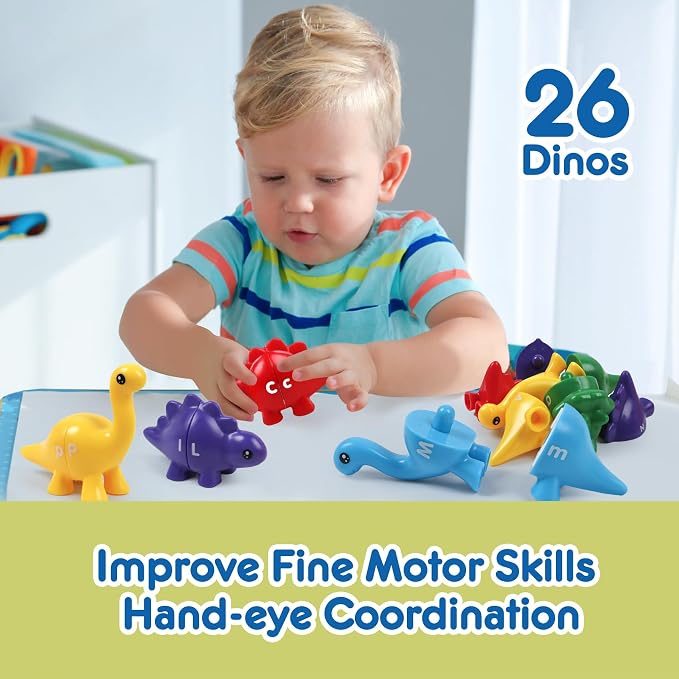 26pcs Alphabet Dinosaurs Matching Toy, Toddlers ABC Learning Dinosaurs | 26pcs, Matching & Sorting Game, Sensory Toy, Preschool Learning Activities, Educational Gifts, Ages18M+