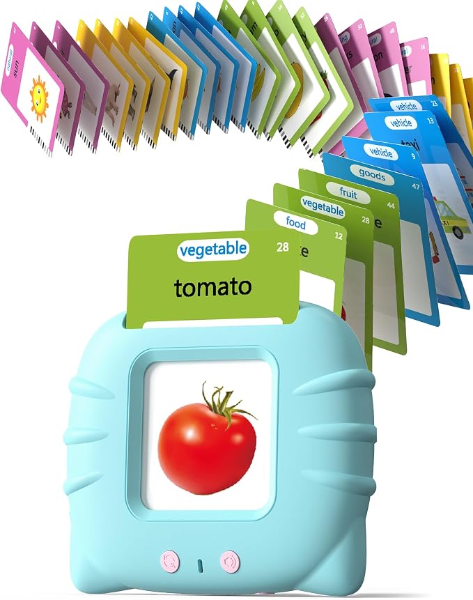 Airbition Talking Flash Cards for Toddlers Ages 1‑4,224 Words English Blue | Montessori Language Learning Toys with 224 Words, Pocket Speech Therapy Toys, Sensory Learning Kit, Educational Toys for Kids