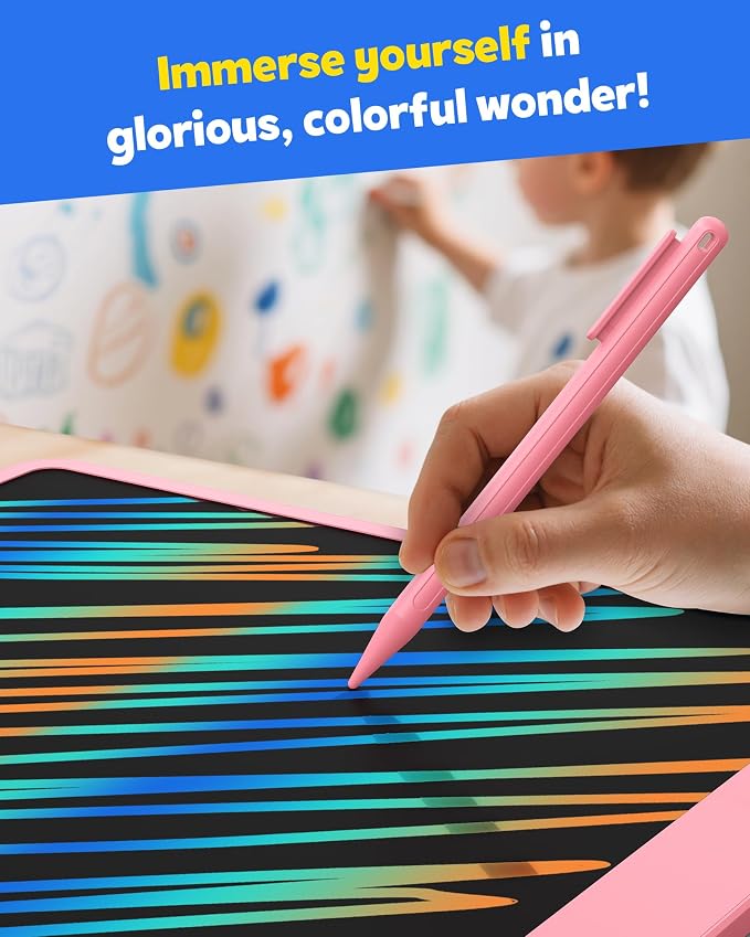 LCD Writing Tablet for Adults, Large Doodle Board, 16 Inch Colorful Drawing Tablet Writing Pad, Toddler Toys for 3 4 5 6 7 8 9 Year Old Girls Boys Teen, Birthday Gifts for Kids (Pink)