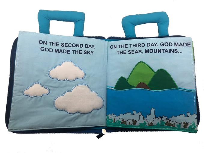 in The Beginning Quiet Book Explore The Story of Creation | Fabric Activity Busy Book for Toddlers and Children | Educational and Engaging Bible Church Book