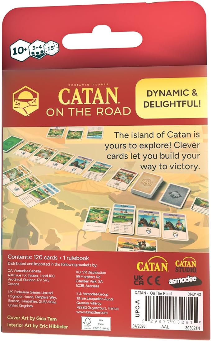 CATAN On The Road Card Game | Build Trade & Settle Anywhere, Portable Travel Game, Family Fun for Kids & Adults, Ages 10+, 3-4 Players, 15 Minute Playtime