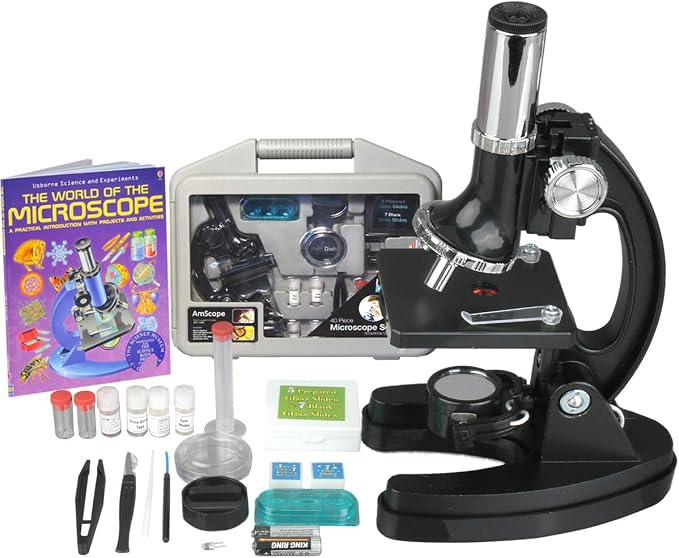 AmScope M30-ABS-KT2-WM 1200X 52 pc Microscope Science Kit + World of The | 120X-1200X Magnification Range