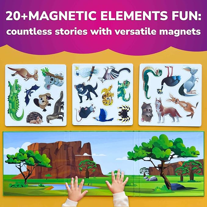 Travel Magnetic Puzzles for Toddlers 1-3 - 20+Pcs Toddler Puzzles Ages 2-4 | Australia Magnet Puzzles with Extra-Long Play Book - Strong Magnets for Car Activities - Travel Toys for Kids Ages 3-5