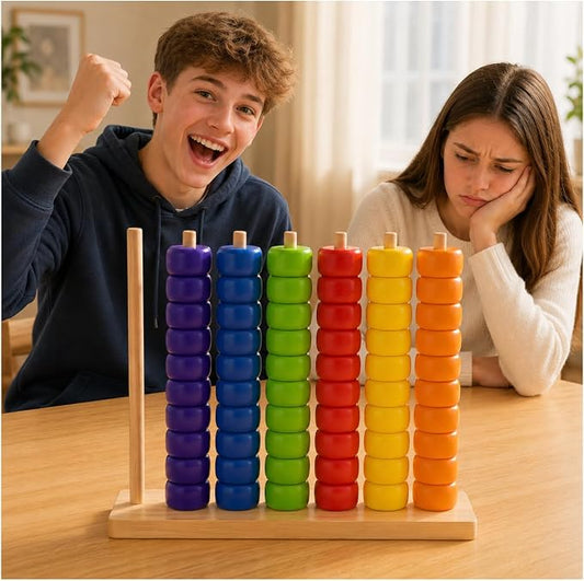 Toywoo Wooden Giant Color Matching & Stacking Game - Fast-Paced Family Challenge Board Game for Kids & Adults, Screen-Free Brain Teaser Puzzle for Game Night & Educational Play