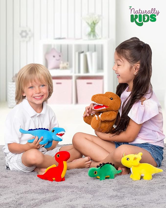 Naturally KIDS Toddler Dinosaur Backpack w Plush Dinosaur Toys for Kids 2-5 | Dinosaur Gifts for Kids 3-5 in Gift-Ready Box, Birthday Gifts for 2 3 4 5 Year Old Boys, Girls