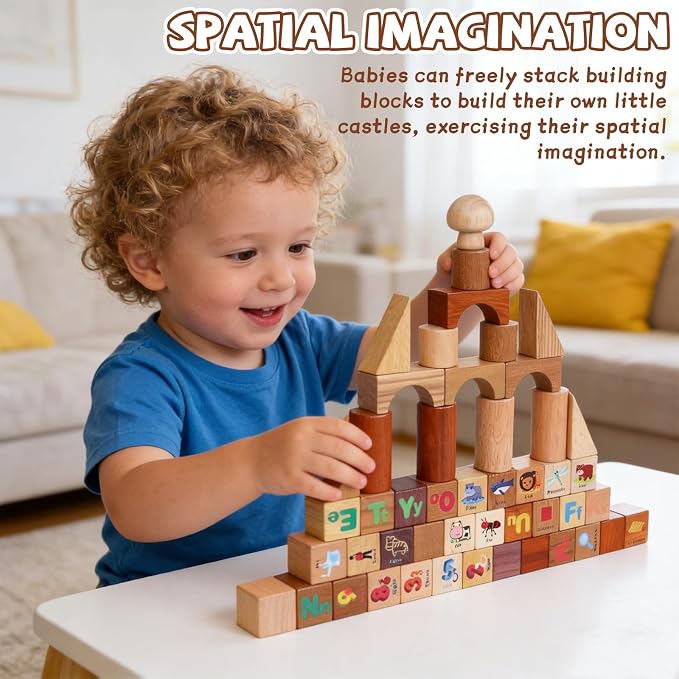 145-Piece Wooden Building Blocks Set –Dinosaur Park –Montessori Educational Construction Toy Made from 10 Premium Hardwoods, STEM Learning Blocks for Toddlers & Kids Ages 3–6