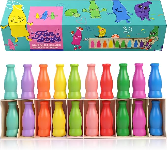 Foleto Bottle Flip Challenge - Color Match Memory Game for 2-4 | 20 ABS bottles, dual-mode memory & logic. Family party travel toy for kids and adults. Develops color recognition & thinking