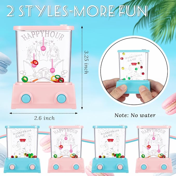 Gejoy 4 Pieces Water Games Handheld for Kid Small Retro Waterful Ring Toss Handheld Game Birthday Goodie Bags Stuffers School Classroom Prize Reward Pastime Car Toy Fidget for Boy Girl(Lively Style)
