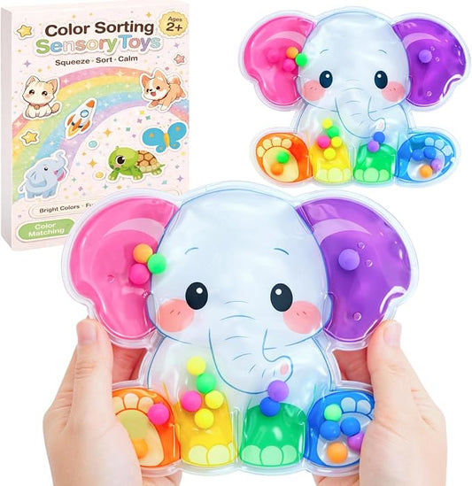 Sean's Choice Color Sorting Sensory Toys for Toddlers, Roadtrip Travel Essenstial Fine Motor Autism Fidget Preschool Classroom Activities for Kids (Elephant)