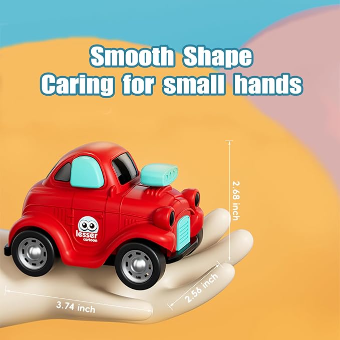 Inertial Push and Go Cartoon Car Toys for Toddlers Baby | Friction Powered Race Vehicles for Kids, 1st Birthday Gift for Boy Girl
