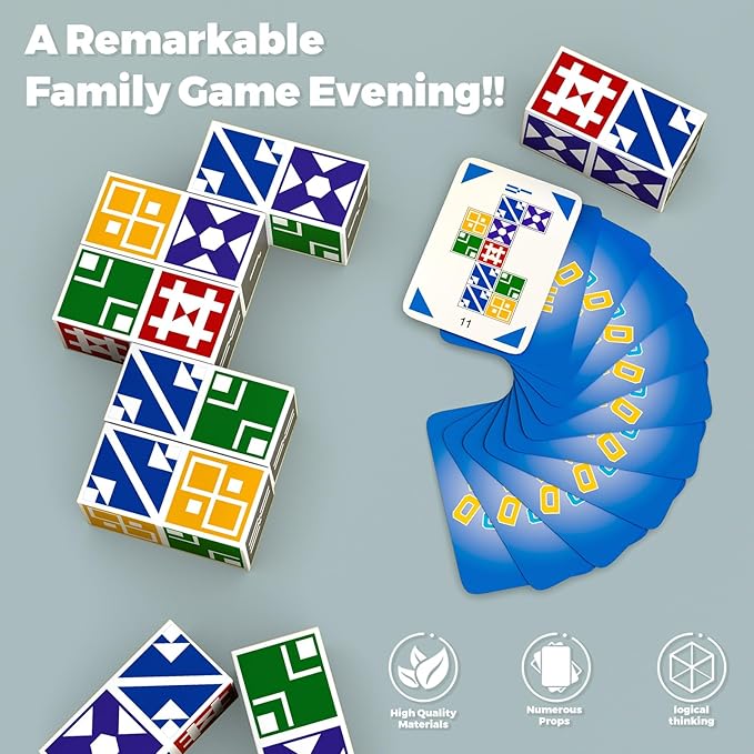 BBnote Matching Puzzle Game for Kids & Adults, Family Board Games Block for Boys & Girls Ages 6-8 8-12, 3+ Player Card Puzzles for Children 6+ Year Olds