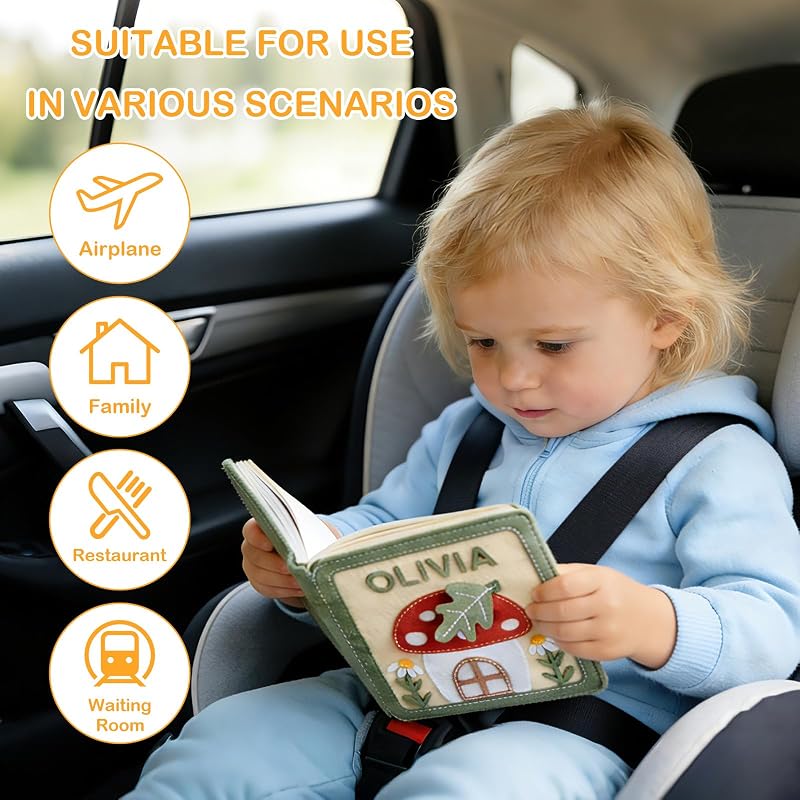 Personalized Montessori Felt Busy Book, Toddlers Quiet Book with Name, Preschool Early Learning Educational Book for Kids Age 2 3 4 5 6 Years, Kids Gifts for Birthday, Christmas, Thanksgiving