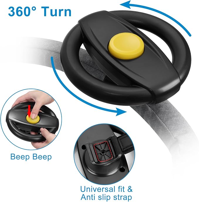 Accmor Stroller Steering Wheel Toy, Steering Wheel for Shopping Carts | Simulated Steering Wheel Universal Detachable Pretend Driving Funny Stroller Toy Attachment
