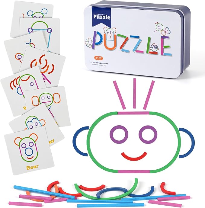 STEM Montessori Puzzle Toy for Kids– Creative Shape Matching & Ring Stacking Set, Hands-On Learning Educational Game for Fine Motor Skills, Preschool Classroom Essentials Ages 3-6