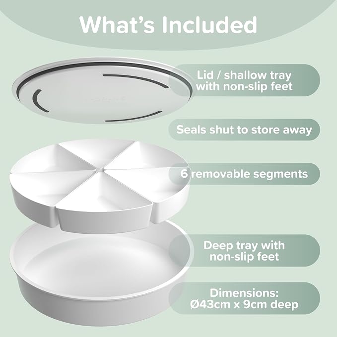 Sensory Bin with Lid - Round Sensory Bins With Lids and Storage Inserts | Sand and Water Sensory Play | Developmental Toys for Children with SEN | Suitable for All Ages | 6 x Storage Compartments