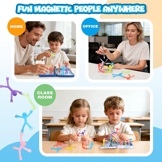 20Pcs Magnetic Travel Toys, Magnets Men for Kids with Portable Metal Box | Airplane Car Travel Fidget Toys Road Trip Activities Essential, Classroom Toys for Kids Birthday Stocking Stuffers Gifts