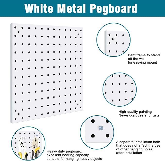 Peg Board Kit, Includes Pegboard and Accessories,with Hooks and Bins,Peg Board Wall Organizer for Office,Ornaments Display,Crafts Organization (129, White)