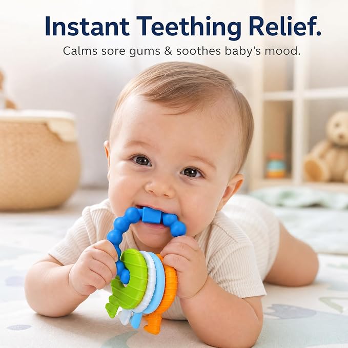 Baby Keys Teether Toys,Silicone Teething Toys for 3-18+ Months,Teething Keys Toy for Infants-Soft & Raised Texture to Soothe Gums,BPA Free (4Colors)