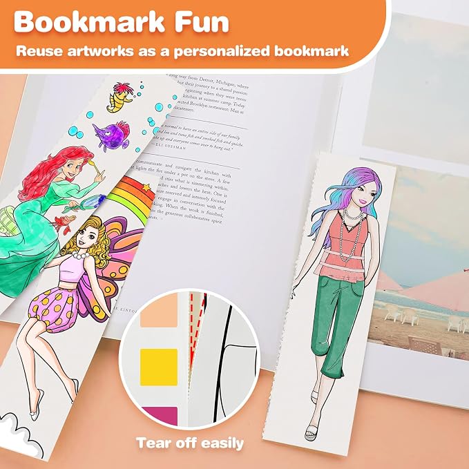 ZHOC Paint with Water Coloring Books for Kids, Pocket Mess Free Watercolor Painting Sets for Kids Ages 3 4 5 6 7 8+, Water Color Paint Set Arts and Crafts Gift for Boys Girls, Princess