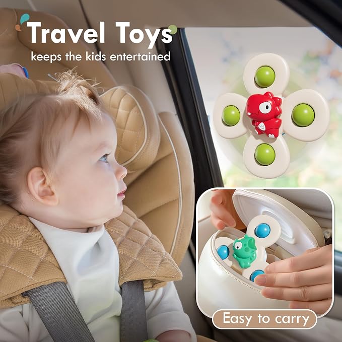 Suction Cup Spinner Airplane Travel Toys for 1 Year Old Boy Girl | Spinning Top 12 18 Months,1 2 Year Old Boy Birthday Gift,Baby Bath Toy for Kids Ages 1-3,Sensory Toy for Infant Toddlers