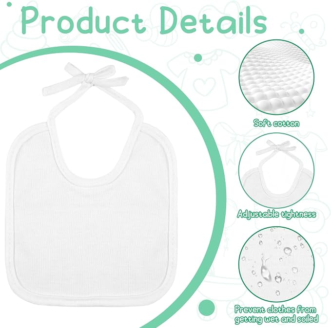 BOUBONI 55 Pcs DIY Baby Bibs Decorating Set Includes 10 White Bibs 12 Fabric Markers 12 Stencils 20 Clothespins 1 Hemp Rope for Baby Shower Games Boys Girls