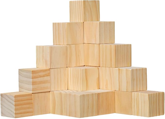 Ninekong 30 Pack Unfinished Wood Blocks 2 Inch - Solid Pine Wooden Cubes for Crafts, Sanded Smooth Natural Wood Squares for Painting, DIY Projects, Puzzle Making & Home Decor