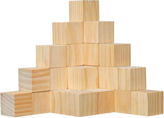 Ninekong 30 Pack Unfinished Wood Blocks 2 Inch - Solid Pine Wooden Cubes for Crafts, Sanded Smooth Natural Wood Squares for Painting, DIY Projects, Puzzle Making & Home Decor