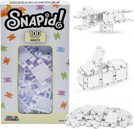 100 Piece White Snap Connecting Building Toy Set for Kids