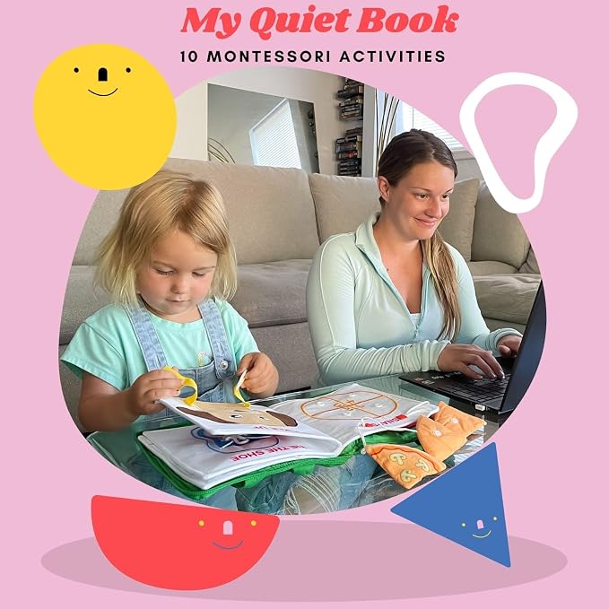 BAVY Quiet Book, Montessori Busy Board Book, Airplane Toy for Toddlers 2-4 | Car and plane activities, quiet book, travel busy book, toddlers 2 3 4, quiet time, 10 activities, birthday gift idea