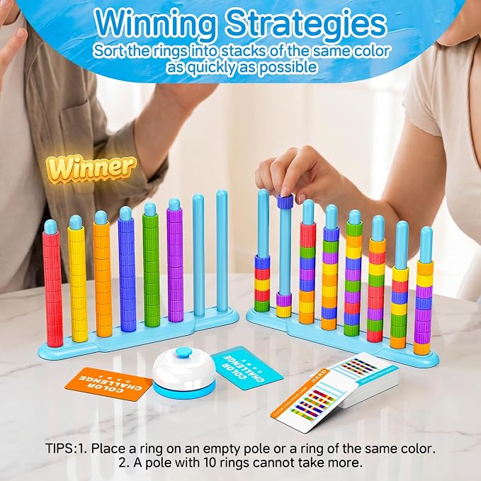 LLESSOO 2 Pack Color Challenge Game, 2 Players Color Matching Puzzle Game, Fun Board Game for Kids 6-8-12, Adults, Party & Family Game Night, Birthday Christmas Party Gifts for Boys & Girls