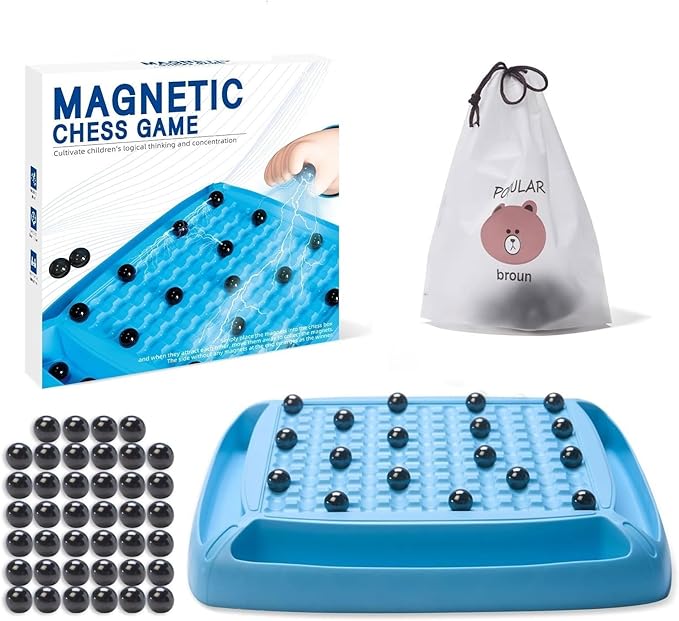 Magnet Game, Magnetic Game for Kids and Adults, Table Top Board Game for Kids 8-12, Magnet Chess Game 40Pcs for Family Games Night, 2-4 Players