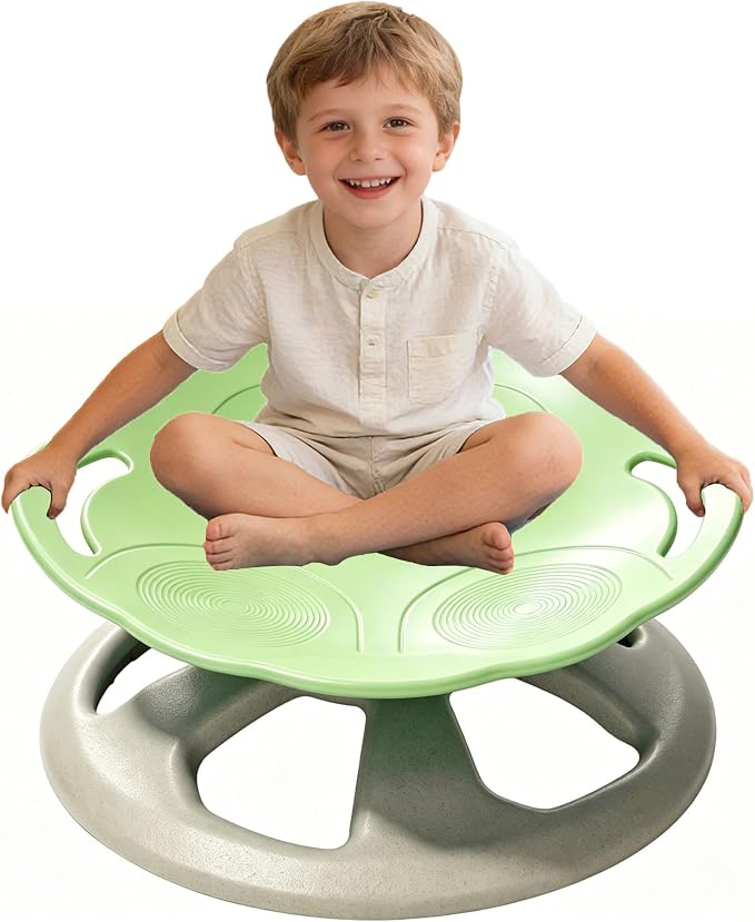 FERUERW Spinning Chair for Autistic Kids with Handle, Sensory Products | Sensory Toy Gifts for Children with ADHD/Autism, 220LBS Capacity, Training Body Coordination, 3+ Years (Light Green)