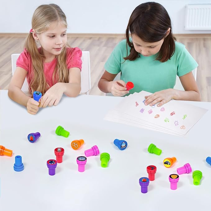 Cinrobiye 24 Pcs Police Stampers Party Favor Set, Cute Police Officer Stamps for Kids Birthday Party, Classroom Rewards, Police Themed Party Supplies, Goody Bag Fillers, Educational Pretend Play Toys