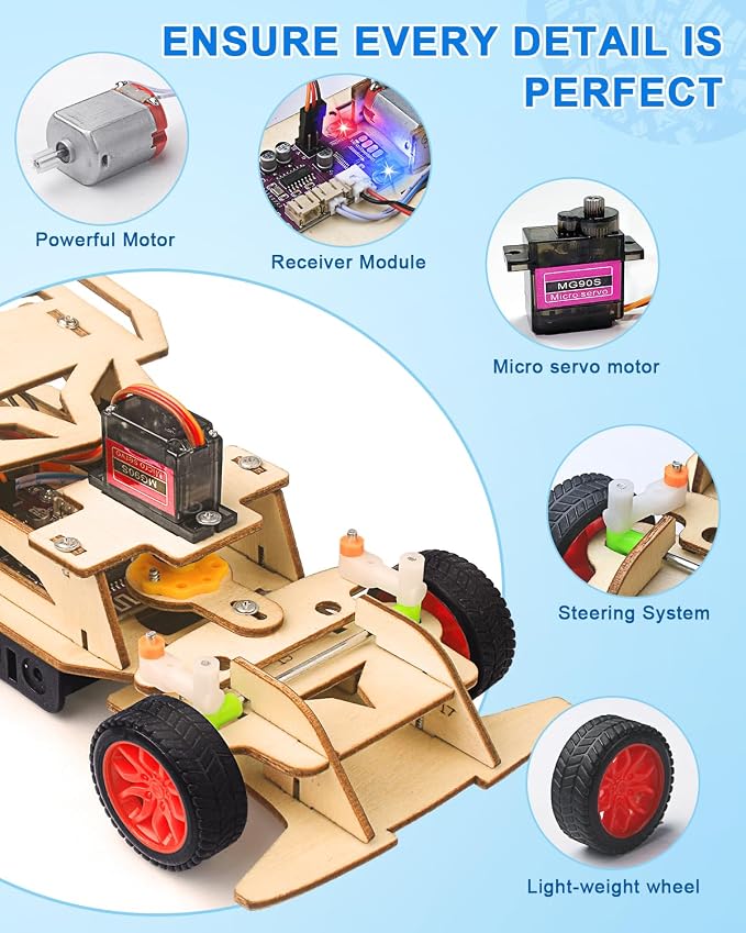 STEM Kits for Kids 8-10, STEM Toys for Boys Ages 8-13, Remote Control Car, Wooden 3D Puzzles Science Kits 8-12 Projects Building Model, Birthday Gifts for 9 11 14 Year Old Teen Boys Girls