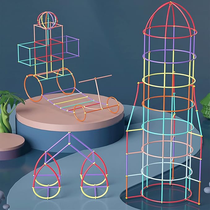 ZOZOPLAY Straw Constructor STEM Building Toys 800 Piece Straws and Connectors Building Sets Colorful Motor Skills Interlocking Plastic Engineering Toys Best Educational Toys Boy & Girl | 800 straws and connectors let kids build cars, rockets, and more ...