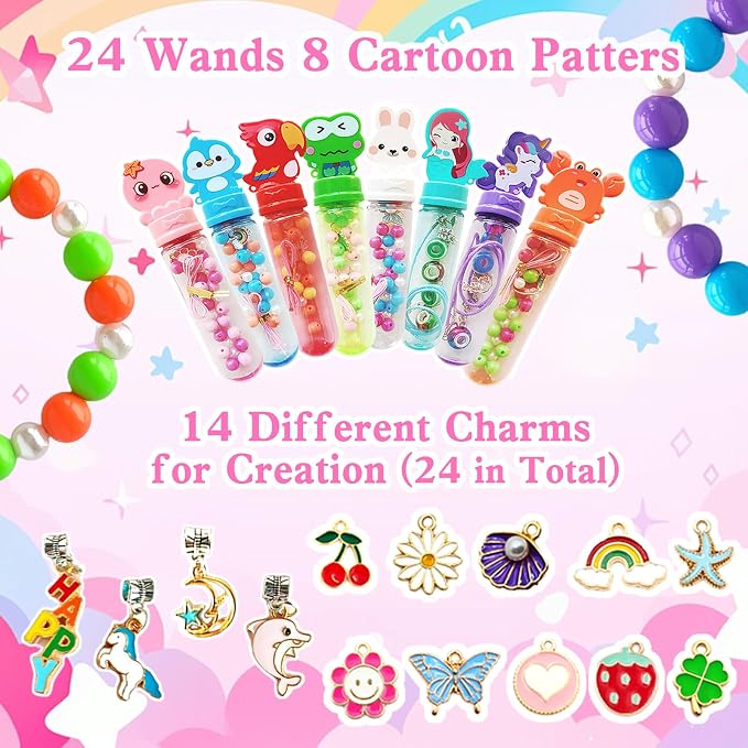 24 Pack Kids Bracelet Necklace Making Kit for Ages 4-8 | Individual Wrapped, Friendship Bracelet, Girls Party Favors, Goodie Bag Stuffers, Kids Art Craft Activities
