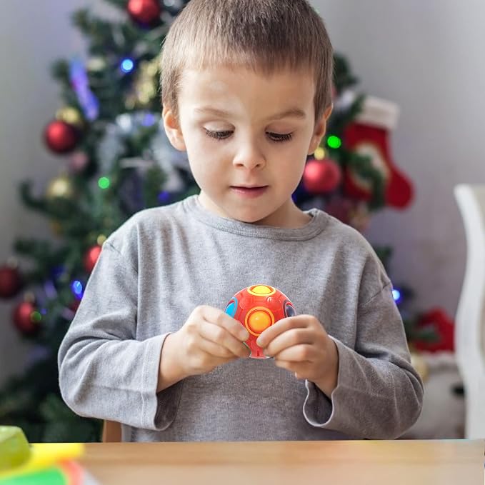Magic Rainbow Puzzle Ball, Fidget Ball Puzzle Brain Teaser Fidget Toy for Boys & Girls- Birthday Party Easter Valentines Christmas Stocking Stuffers for Kids Teen & Adults(Red)