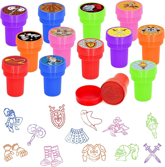 Cinrobiye 24 Pcs Armor of God Stampers Party Favor Set, Cute Christian Bible Stamps for Kids Church School, Sunday School Rewards, Classroom Prizes, Goody Bag Fillers, Faith Based Party Supplies