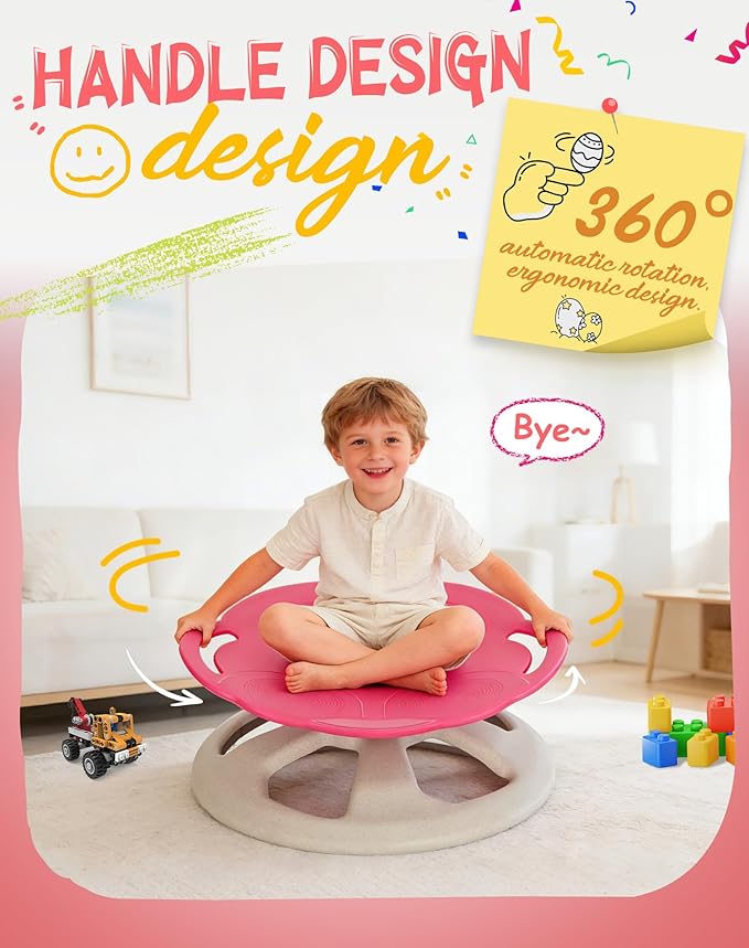FERUERW Spinning Chair for Autistic Kids with Handle, Sensory Products | Sensory Toy Gifts for Children with ADHD/Autism, 220LBS Weight Capacity, Training Body Coordination, 3+ Years (Red)