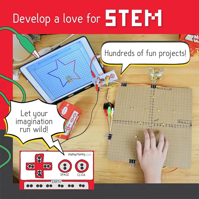 Makey Makey STEM Kit from Joylabz, Educational Science Kits, 1000s of Engineering and Computer Coding Activities, Hands-on Technology Learning Fun, Engineering Kits for Kids, STEM Kits