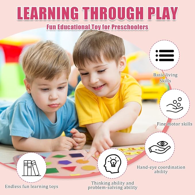 Busy Board for Toddlers, Montessori Sensory Toy with Fine Motor Activities, Travel Activity Book for Airplane and Car, Educational Learning Gift for Boys and Girls
