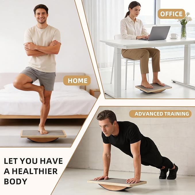 Juoe Balance Board Wobble Board,Balance Toys for Physical Therapy | Wooden Wobble Balance Board for Adults and Kids,Balance Training,Standing Desk Core Strength Balance Rocker Board