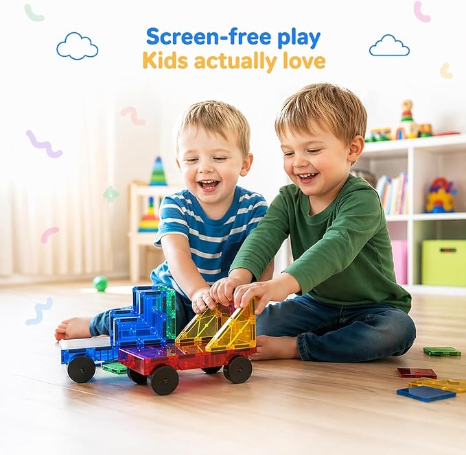 AFUNX 102PCS Magnetic Tiles for Kids,Strong Magnets,3D Clear STEM Toys | Endless Building Possibilities,Discover Magic of Magnets Through Play,Safe ABS and Smooth Edges,with Magical Light and Shadow