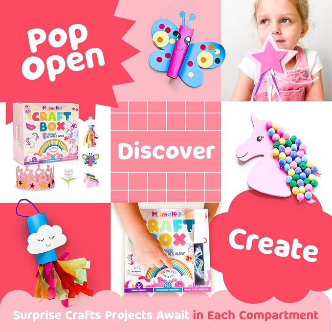 Mumaloo Kids Craft Kit – 10 Unicorn & Mermaid Art Projects | No Mess · All Supplies Included · Ages 3 4 5 6 7 8 · Educational Gift for Girls · Toddler Arts and Crafts