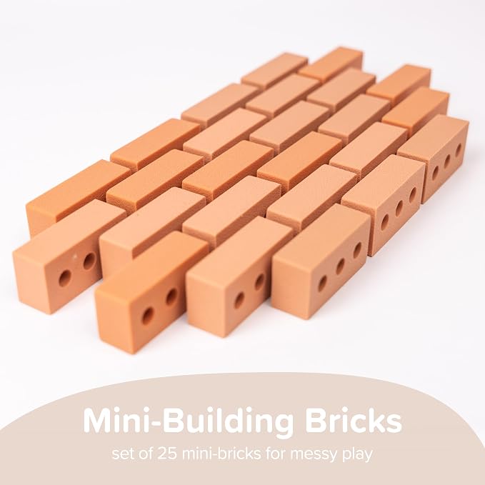 25 x Mini Bricks for Kids Construction | Silicone Tiny Bricks for Play | Kids Bricks For Small World Play | Sensory Play Small World Toys | Suitable for 2 years Plus | Tuff Tray Accessories