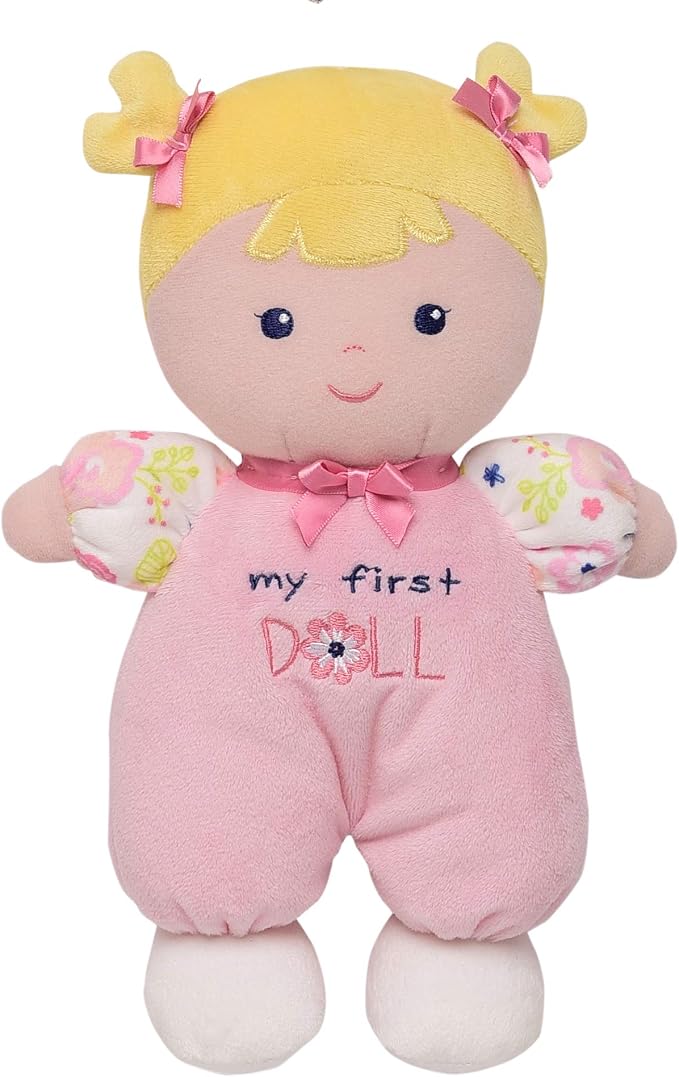 Baby Starters Plush 10 inch Snuggle Buddy My First Baby Doll with Embroidery, Blonde Hope, Pink