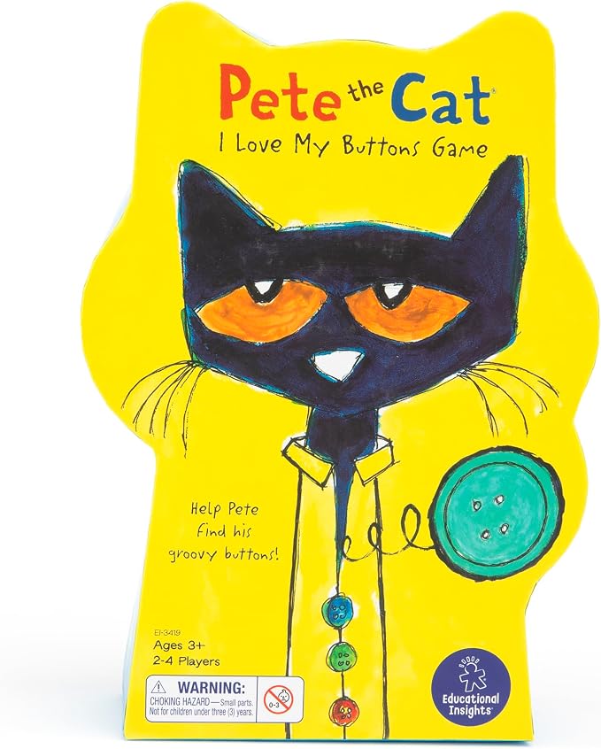 Educational Insights Pete The Cat I Love My Buttons Game - Shape Matching Games for Toddlers 3-5, Turn-Taking Kids Games, Toddler Fine Motor Skills Toys, Preschool Learning Activities | Shape Matching Games for Toddlers 3-5, Turn-Taking Kids Games, Tod...