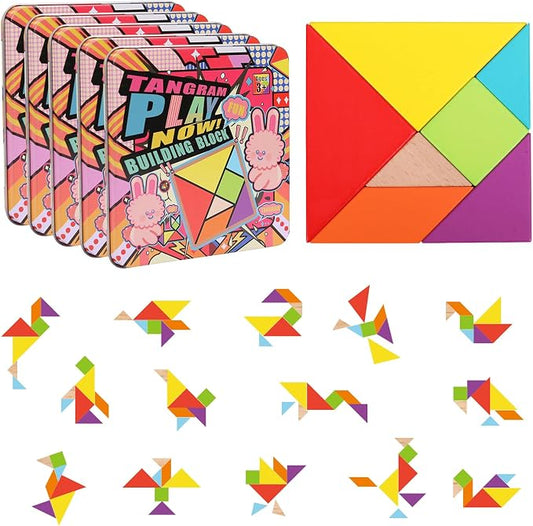 5 Pack Wooden Blocks Puzzle Brain Teasers Toy | STEM Montessori Educational Gift for Kids Ages 3-6 Stocking Stuffers