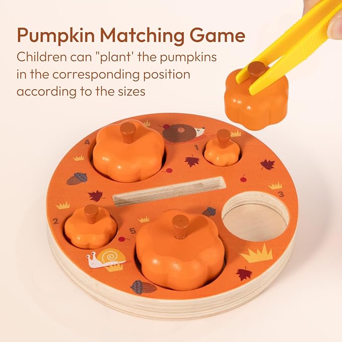 Pumpkin Picking Magnetic Tree Toy, Montessori Toys for 3 4 5 6 Year Old Kid | Pumpkin Picking Game, Magnetic Leaves Design, Autumn Sensory Play, Color Sorting Activity, Fine Motor Skills, Educational Toy