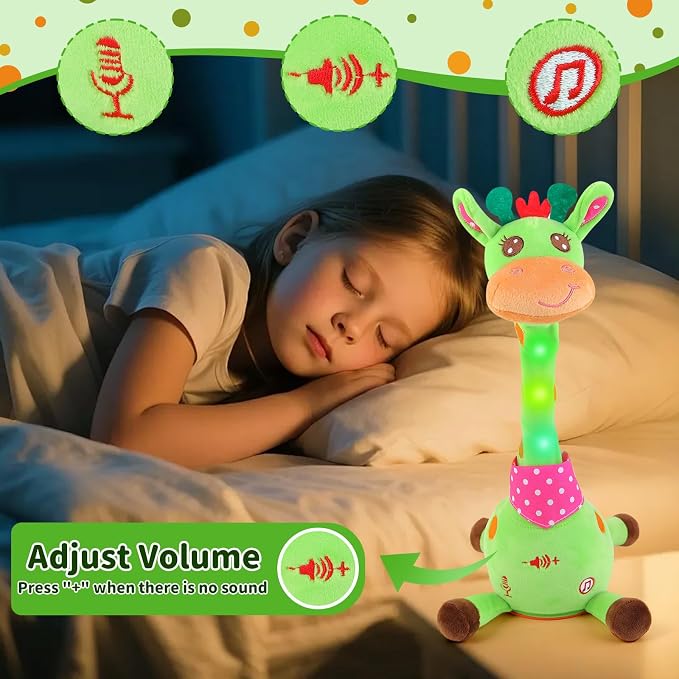 Emoin Talking Giraffe Baby Toy for Baby Toddler, Dancing Giraffe Toy Singing Mimicking Recording Repeating What You Say with LED English Sing for Boys Girls Gift, 15 Second Recorde | Mimicking Repeating What You Say, LED Flashing Plush Giraffe Gift for...